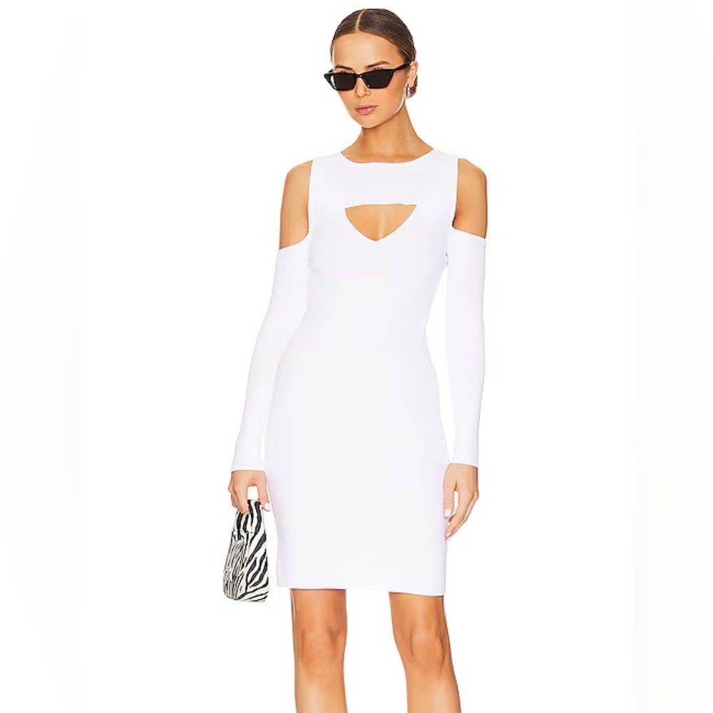 525 AMERICA Cold Shoulder Cutout Dress in White Size Knit Dress Size Small